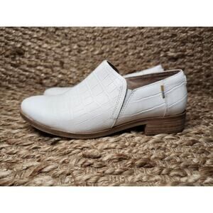 Womens Toms Shaye Low White Croc Emboss Fashion Leather Loafers Size 7